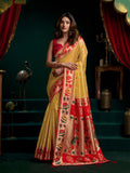 Tissue Paithani Saree Mina With Lotus Zari Border And Stylish Pum Pum Detailing