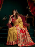 Tissue Paithani Saree Mina With Lotus Zari Border And Stylish Pum Pum Detailing