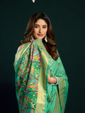 Sea Green Munga Cotton Mina Work Saree With Jari Border Saree With Blouse Piece