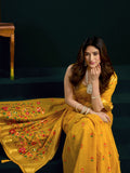 Yellow Munga Cotton Mina Work Saree With Jari Border Saree With Blouse Piece