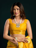 Yellow Munga Cotton Mina Work Saree With Jari Border Saree With Blouse Piece