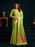 Green Munga Cotton Mina Work Saree With Jari Border Saree With Blouse Piece