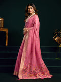 Pink Munga Cotton Mina Work Saree With Jari Border Saree With Blouse Piece