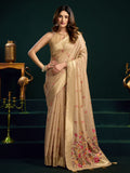 Cream Munga Cotton Mina Work Saree With Jari Border Saree With Blouse Piece