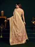 Cream Munga Cotton Mina Work Saree With Jari Border Saree With Blouse Piece