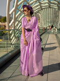 Lavender Art Silk Saree With Blouse Piece