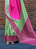 Green Soft Silk Saree With Blouse Piece