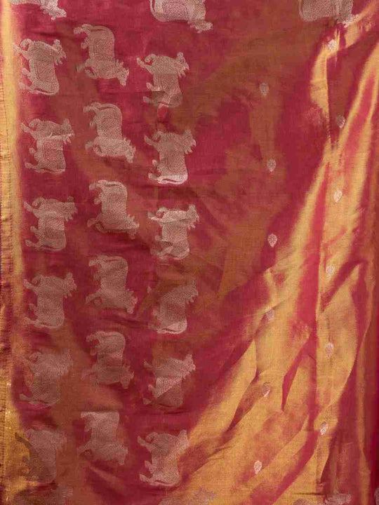 Pink Banarasi Silk Saree With Blouse Piece