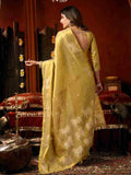 Light Yellow Banarasi Silk Saree With Blouse Piece