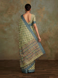 Multi Colour Handloom Silk Floral Print  With Sequence Weaving In Body With Blouse Piece