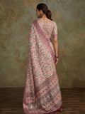 Multi Colour Handloom Silk Floral Print  With Sequence Weaving In Body With Blouse Piece