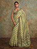 Multi Colour Handloom Silk Floral Print  With Sequence Weaving In Body With Blouse Piece