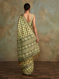 Multi Colour Handloom Silk Floral Print  With Sequence Weaving In Body With Blouse Piece