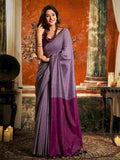 Lavender & Mauve Cotton Saree With Blouse Piece