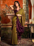 Mehendi Cotton Saree With Blouse Piece