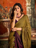 Mehendi Cotton Saree With Blouse Piece