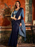 Blue Cotton Saree With Blouse Piece