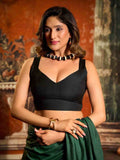 Green Cotton Saree With Blouse Piece