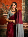 Red Cotton Saree With Blouse Piece