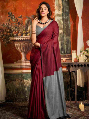 Red Cotton Saree With Blouse Piece