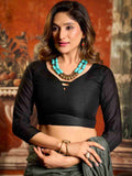 Gray Cotton Saree With Blouse Piece