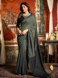 Gray Cotton Saree With Blouse Piece