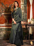 Gray Cotton Saree With Blouse Piece