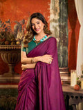 Purple Cotton Saree With Blouse Piece