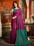 Purple Cotton Saree With Blouse Piece