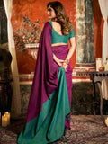 Purple Cotton Saree With Blouse Piece