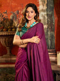 Purple Cotton Saree With Blouse Piece