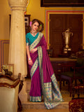 Rich Magenta Soft Silk Handloom Weaving Saree Border With Gold Zari Silk