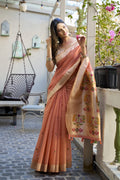 Orange Paithani Saree With Blouse Piece