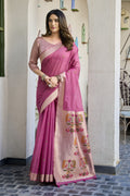 Pink Paithani Saree With Blouse Piece