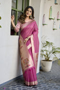 Pink Paithani Saree With Blouse Piece