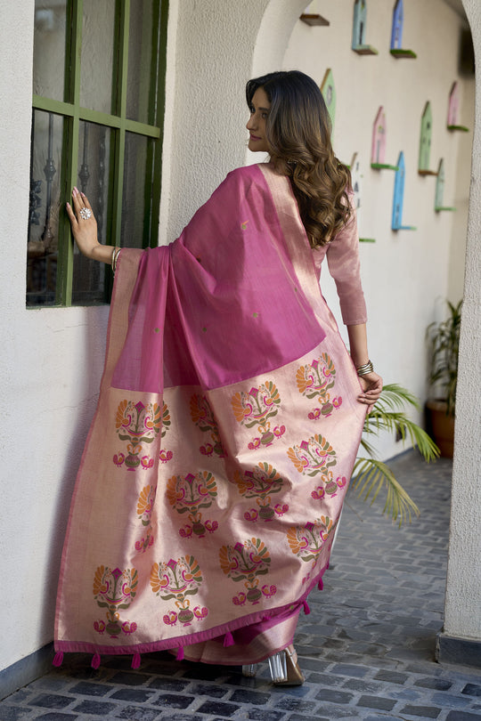 Pink Paithani Saree With Blouse Piece
