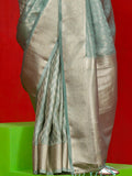 Rama Pure Self Zari Tissue Handloom Silk Saree With Blouse Piece