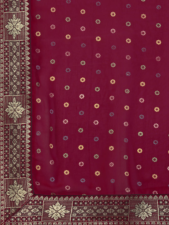 Maroon Georgette Daily Wear Saree With Blouse Piecde