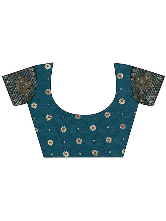 Firozi Georgette Daily Wear Saree With Blouse Piecde