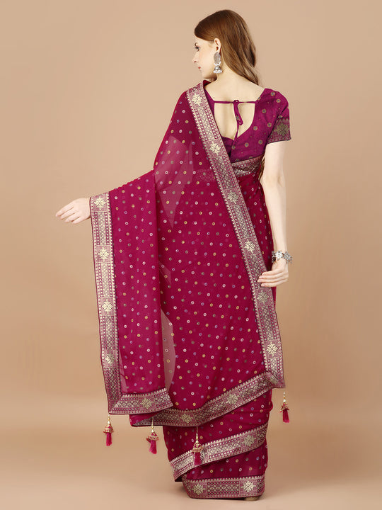 Pink Georgette Daily Wear Saree With Blouse Piecde