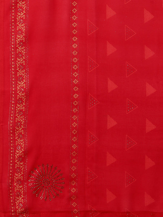 Red  Georgette Festive Wear Saree With Blouse Piecde