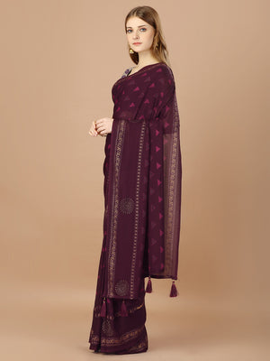 Magenta  Georgette Festive Wear Saree With Blouse Piecde