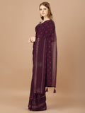Magenta  Georgette Festive Wear Saree With Blouse Piecde