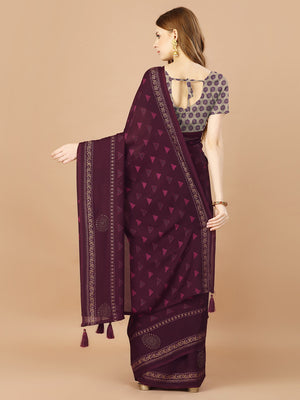 Magenta  Georgette Festive Wear Saree With Blouse Piecde