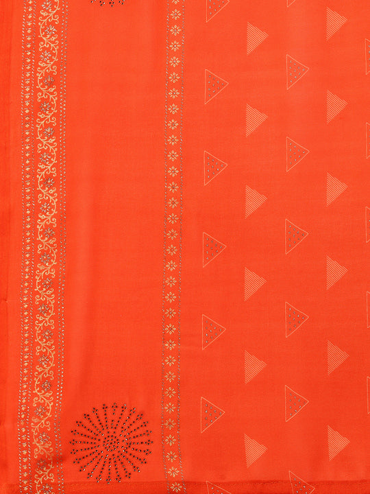 Orange  Georgette Festive Wear Saree With Blouse Piecde