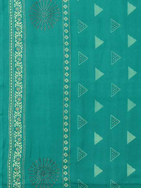 Green  Georgette Festive Wear Saree With Blouse Piecde