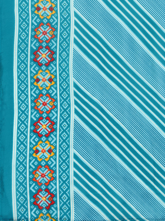 Blue  Georgette Daily Wear Saree With Blouse Piecde