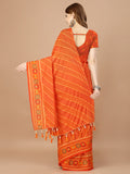 Orange  Georgette Daily Wear Saree With Blouse Piecde