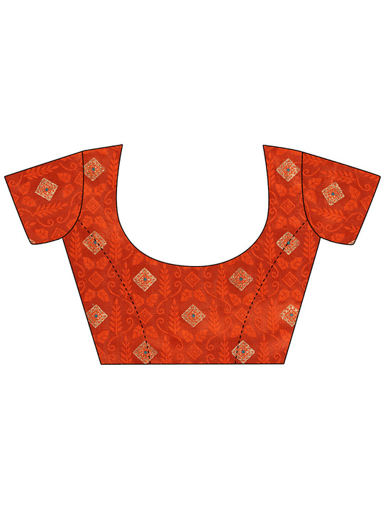 Orange Georgette Festive Wear Saree With Blouse Piecde
