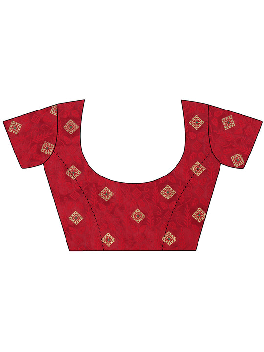 Red Georgette Festive Wear Saree With Blouse Piecde